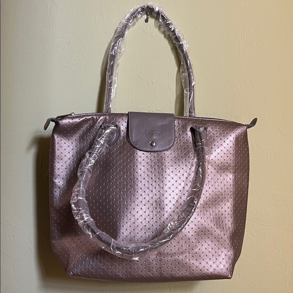 Sachi Fashion Metallic  Cooper Thermal Insulated Lunch Picnic Purse Tote Bag